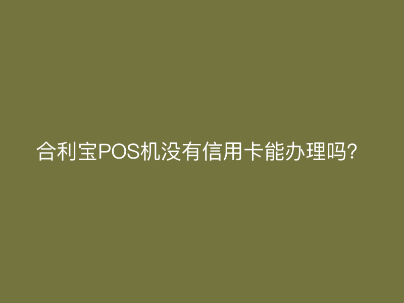 屹掌柜POS机没有信用卡能办理吗？