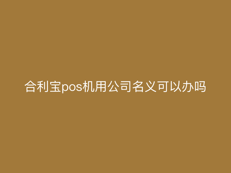 屹掌柜pos机用公司名义可以办吗