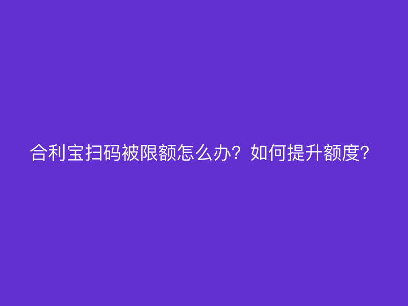 屹掌柜扫码被限额怎么办？如何提升额度？