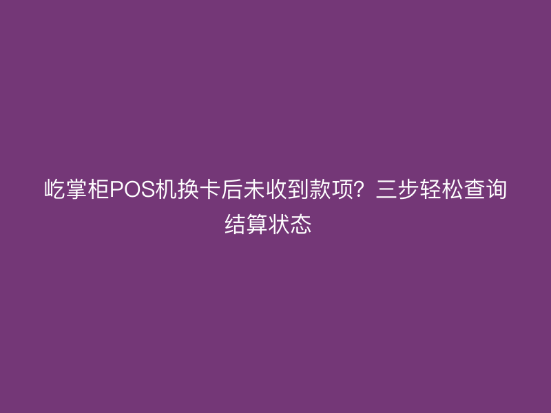屹掌柜POS机换卡后未收到款项？三步轻松查询结算状态  
